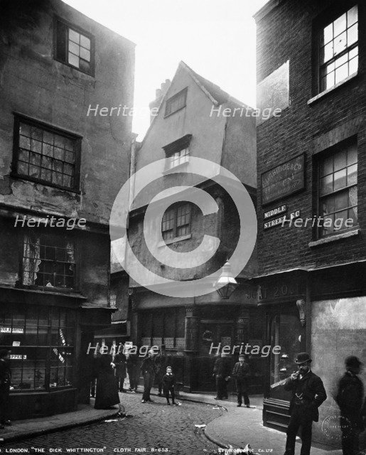 The Old Dick Whittington public house at 24 Cloth Fair, London, 1890s. Creator: Augustin Rischgitz.