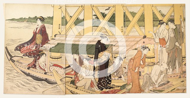 Boating Parties under the Ryogoku Bridge, c. 1785.