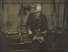 Untitled (Industry; man working lathe), 1920s. Creator: AJ Wales.