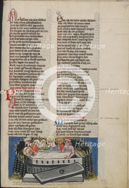 The Entombment; Weltchronik, about 1400-1410. Creator: Unknown.