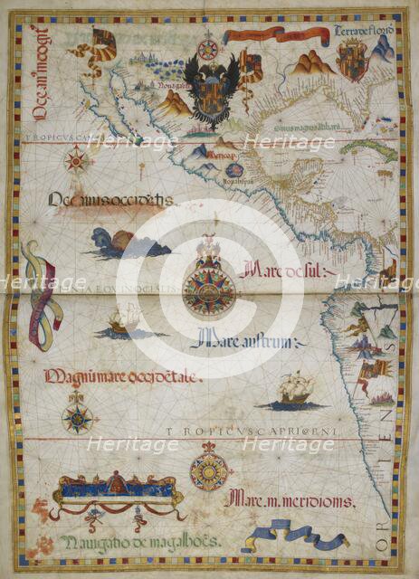 The eastern Pacific Ocean with Central America and parts of North and South America, 1558. Creator: Diego Homem.