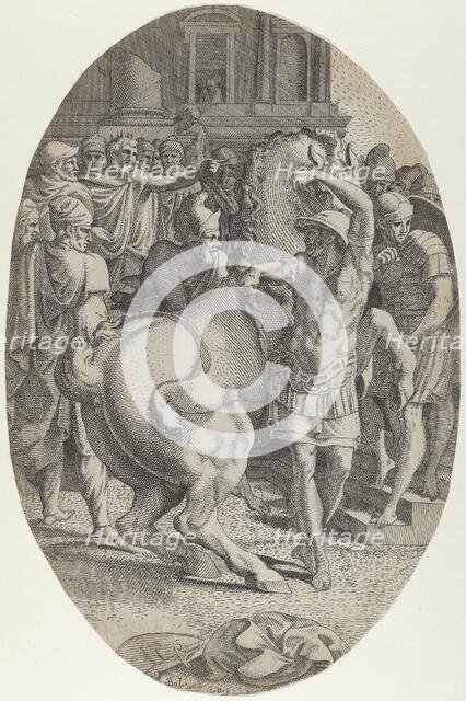 Alexander Mastering Bucephalus, ca. 1540-45. Creator: Leon Davent.