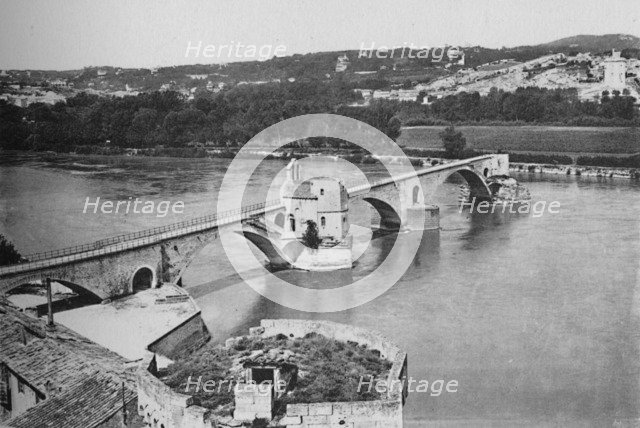 'Avignon - St. Benezet Bridge and Rhone Valley, View Taken From Doms Fort', c1925. Artist: Unknown.