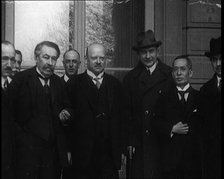 Aristide Briand and Gustav Stresemann Standing Together Outside a Building With League of..., 1924. Creator: British Pathe Ltd.