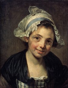 'Girl in a Bonnet', 1760s. Artist: Jean-Baptiste Greuze