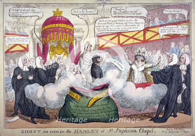 'Ghost as seen in the Hamlet of St Stephen's Chapel', 1820. Artist: Anon