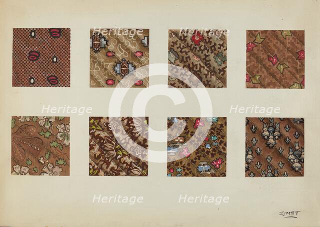 Swatch from Patchwork Quilt, c. 1938. Creator: A. Zimet.