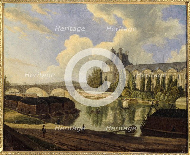 Pont Royal and the Pavillon de Flore, seen from Quai Voltaire, 1831. Creator: Unknown.