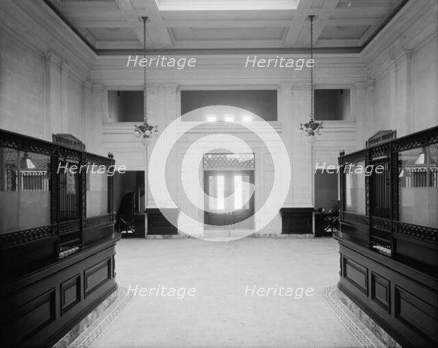 19th Ward Bank, Thirty-fourth Street Branch, interior, New York, N.Y., between 1905 and 1915. Creator: Unknown.
