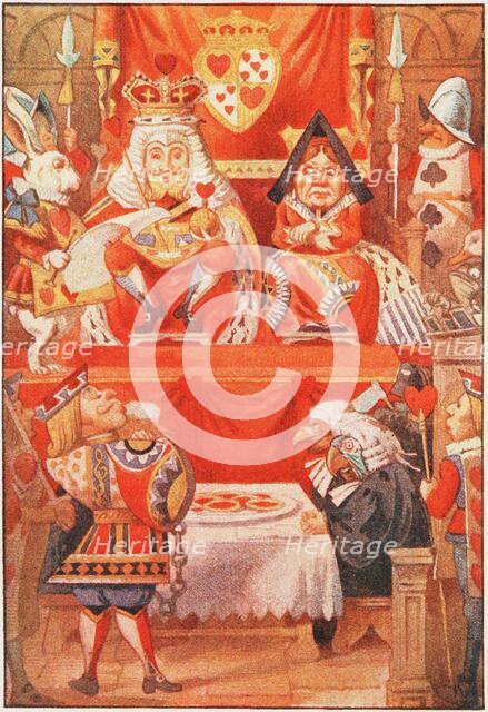 The King and Queen of Hearts were seated on their throne when they arrived , 1911. Creator: Tenniel, Sir John (1820-1914).