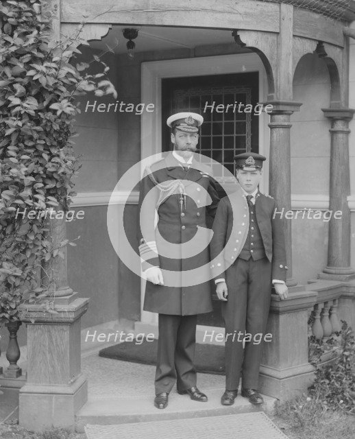 The Prince of Wales and Prince Edward at the Royal Naval College, Osborne, Isle of Wight, 1908. Creator: Kirk & Sons of Cowes.