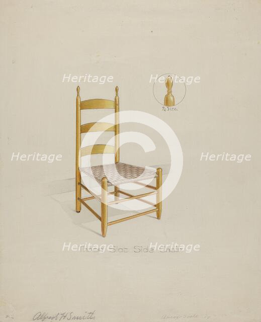 Shaker Three Slat Chair, 1935/1942. Creator: Alfred H. Smith.
