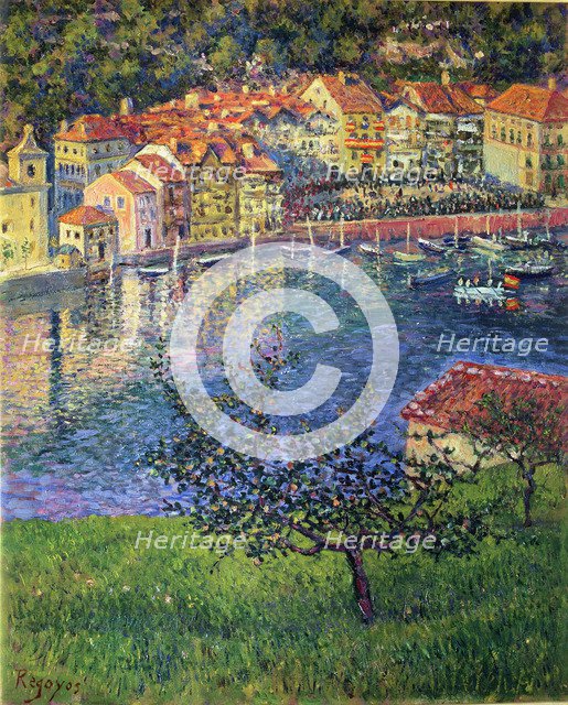  'Bulls in Pasajes', oil, 1900 Dario Regoyos.