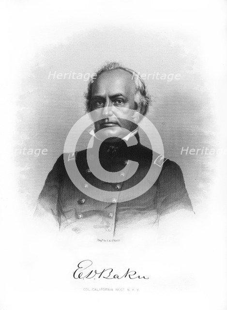 Edward Dickinson Baker, American politician, lawyer, and military leader, (1872).Artist: John A O'Neill