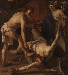 Prometheus Being Chained by Vulcan, 1623. Creator: Dirck van Baburen.