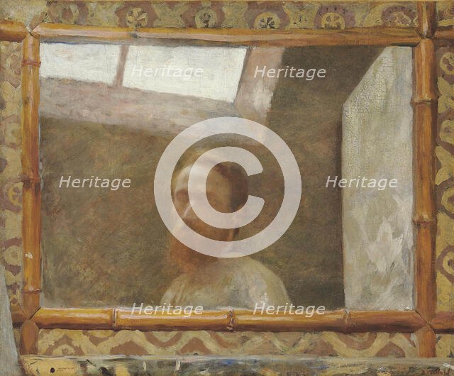 Self-Portrait with a bamboo mirror, c. 1890. Creator: Vuillard, Édouard (1868-1940).