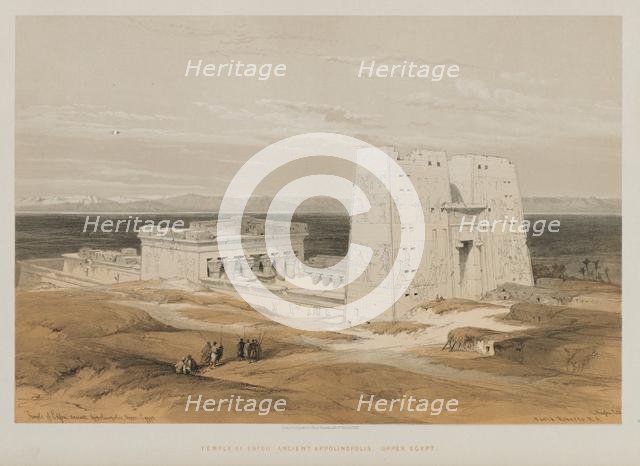 Egypt and Nubia, Volume I: Temple at Edfou, Ancient Apollinopolis, Upper Egypt, 1847. Creator: Louis Haghe (British, 1806-1885); F.G. Moon, 20 Threadneedle Street, London.