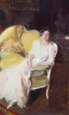 Clotilde Sitting on a Sofa, 1910. Creator: Sorolla y Bastida, Joaquín (1863-1923).