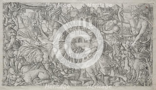 Huntsman Presenting a Gift to a King. Creator: Jean Duvet (French, 1485-1561).