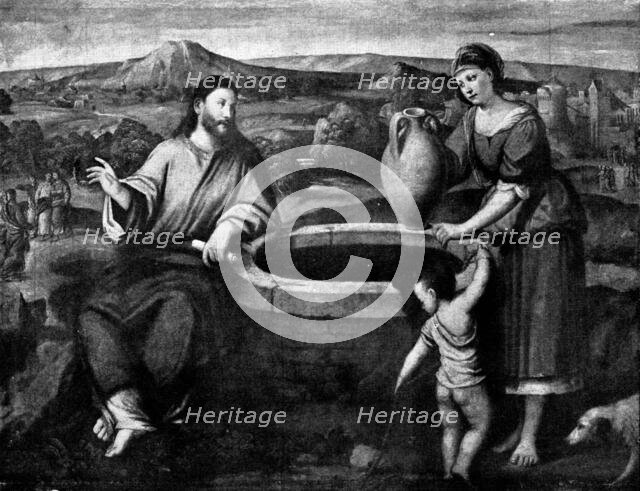 Venetian Art at the New Gallery: Christ and the Woman of Samaria - by Bonifazio, 1895. Creator: Unknown.