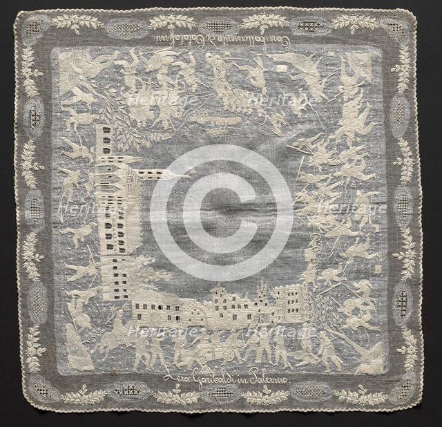 Embroidered Handkerchief, 1850-1899. Creator: Unknown.