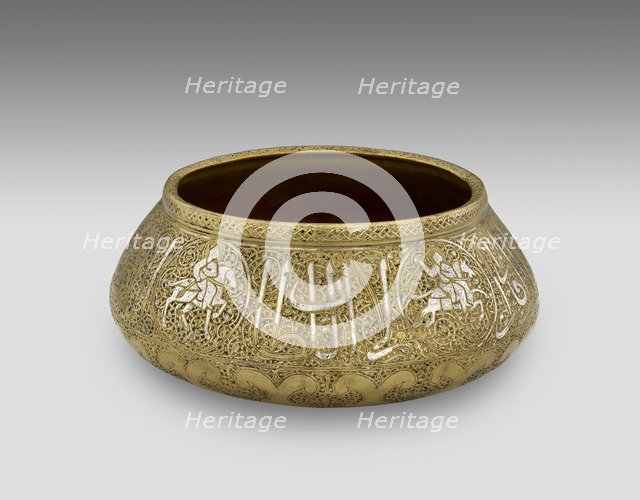 Bowl with figural and calligraphic decoration, late 14th century. Artist: Unknown.