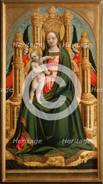 The Virgin and Child Enthroned and Two Angels, c. 1450. Artist: Vivarini, Antonio (ca 1440-1480)