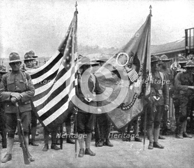 'L'Installation en France de L'Avant-Garde Americaine; Les deux drapeaux du 16th..., 1917. Creator: Jean Clair-Guyot.