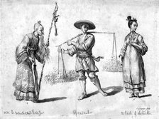 Three Chinese figures, 18th century. Artist: Charles Grignion.