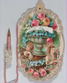 Valentine - Mechanical - elaborate Valentine, Dance Card, Baby, 1883., 1883. Creator: Anon.