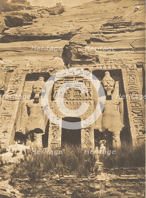 Entrée du Spéos d'Athor, à Abousembil, March 1850. Creator: Maxime du Camp.