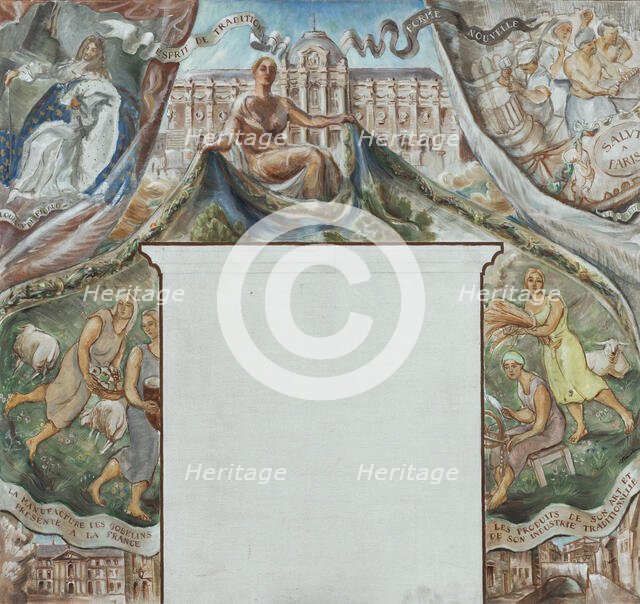 Esquisse pour l'escalier d'honneur de la mairie du 13ème arrondissement de Paris..., 1933. Creator: René Baucher.