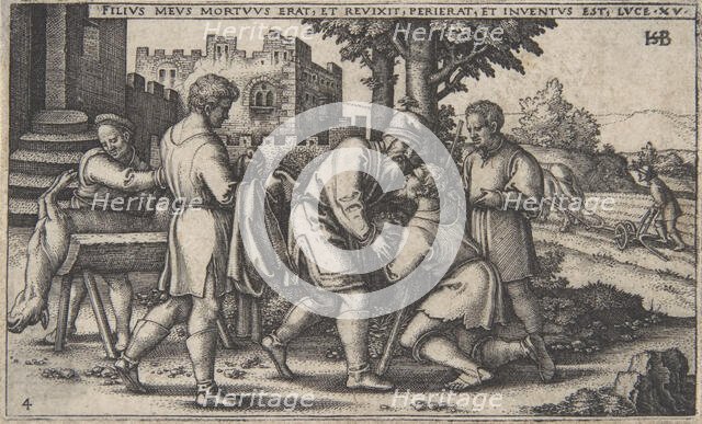 Return of the Prodigal Son, from The History of the Prodigal Son, ca. 1540., Creator: Sebald Beham.