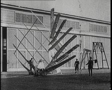 An Early Seven Winged Plane Collapsing in on Itself During Take Off, 1922. Creator: British Pathe Ltd.