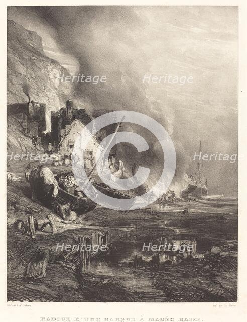 Radoub d'une Barque à la Marée Basse (Refitting of a Ship at Low Tide), 1833. Creator: Eugene Isabey.