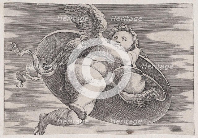 Eros Stealing Man's Shield, ca. 1514-36. Creator: Agostino Veneziano.