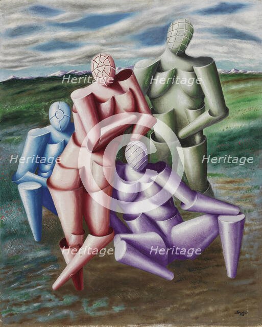 The tender quartet (Homage to Raphael), 1928. Creator: Savinio; Alberto (1891-1952).