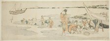 Shellfish gathering, Japan, c. 1800. Creator: Hokusai.