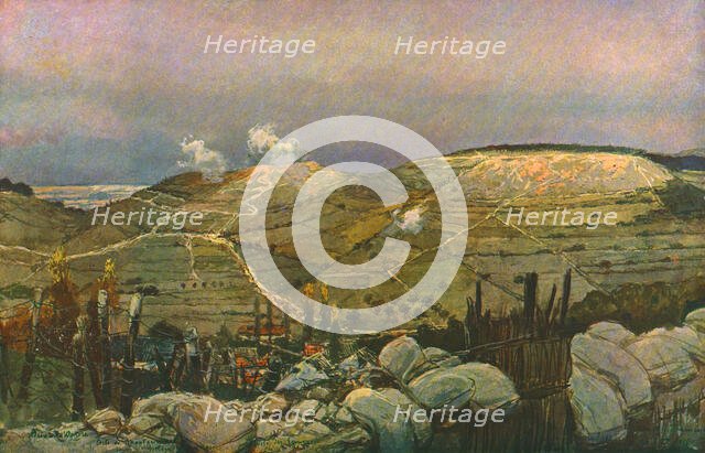 'Les Eparges; au fond de la vallee : le village des Eparges', c1915. Creator: Francois Flameng.