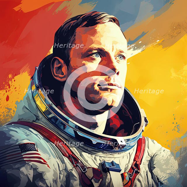 AI IMAGE - Portrait of Neil Armstrong, 1960s, (2023). Creator: Heritage Images.