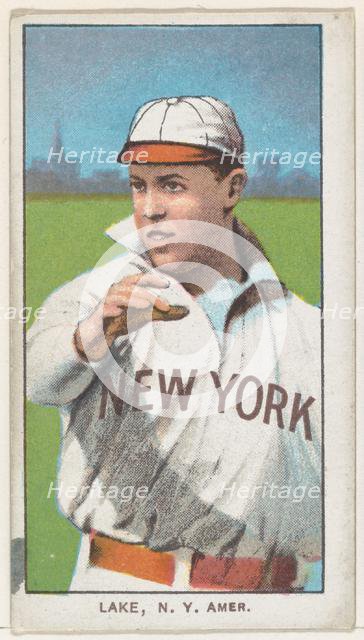 Lake, New York, American League, from the White Border series (T206) for the American T..., 1909-11. Creator: American Tobacco Company.