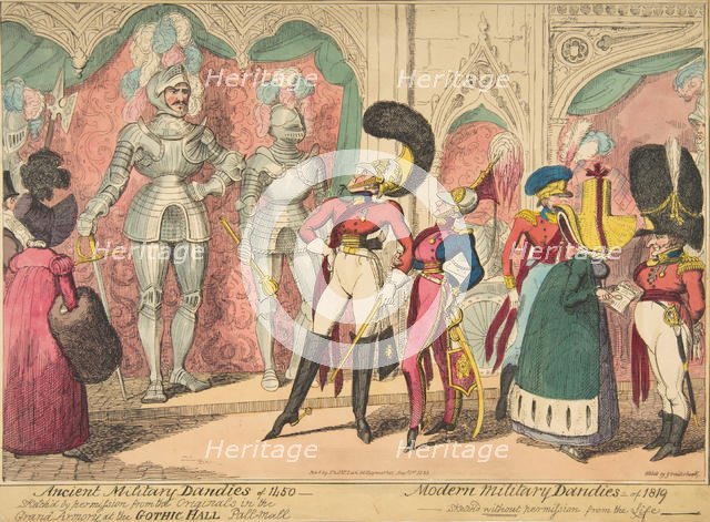 Ancient Military Dandies of 1450 - Modern Military Dandies of 1819, August 1, 1835., August 1, 1835. Creator: George Cruikshank.