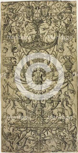 Panel of Ornament with a Birdcage, c.1507. Creator: Nicoletto da Modena.