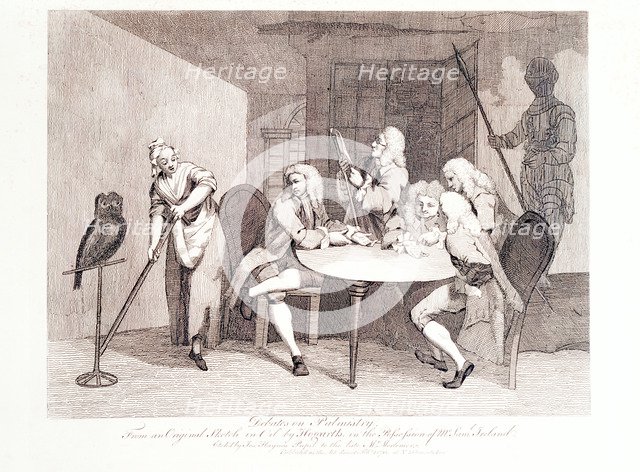 Debates on palmistry, 18th century. Artist: J Haynes