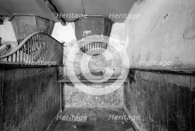 Interior view of an empty horse stall in the mews at 11 Lansdown Crescent, Bath, 1999. Artist: JO Davies