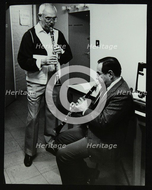 Clarinetists Terry Lightfoot and Peanuts Hucko, Potters Bar, Hertfordshire, 1986. Artist: Denis Williams