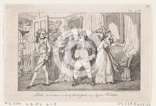 Lord Tellamar Rudely Dismissed by Squire Western, from "The History of Tom Jones, a Foundl..., 1792. Creator: Thomas Rowlandson.