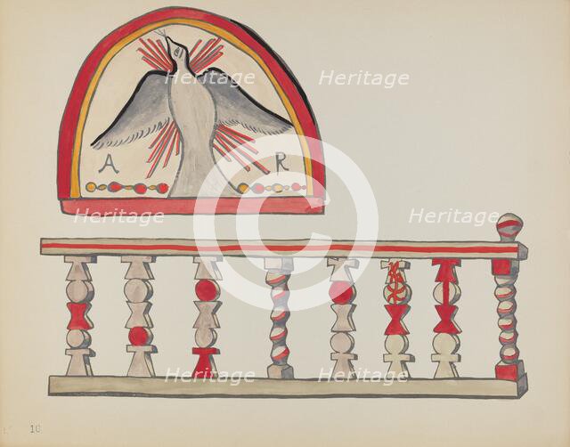 Plate 10: Holy Ghost Lunette & Altar Rail, Chimayo: From Portfolio "Spanish Colonial...", 1935/1942. Creator: Unknown.