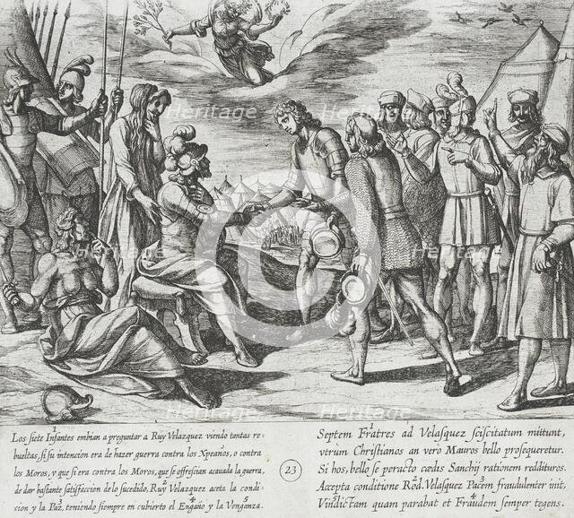 The Infantes Offer Their Assistance to Ruy Velazquez and He Falsely Makes Peace with Them, 1612. Creator: Antonio Tempesta.