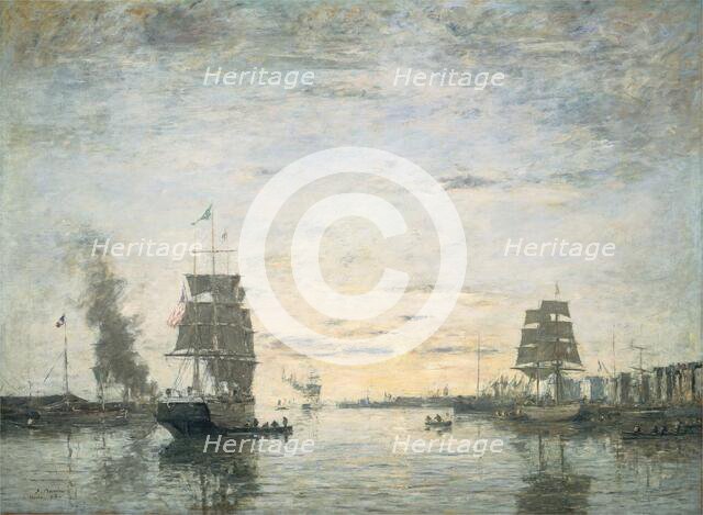 Entrance to the Harbor, Le Havre, 1883. Creator: Eugene Louis Boudin.